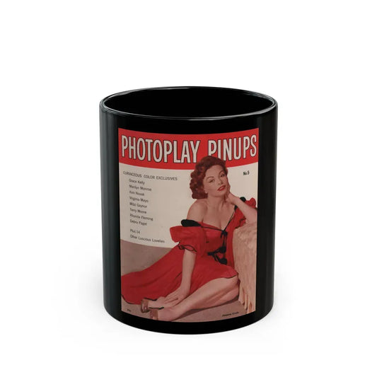 Jeanne Crain #187 - Photoplay Pin-Ups Magazine Issue #5 (Vintage Female Icon) Black Coffee Mug 11oz - Go Mug Yourself