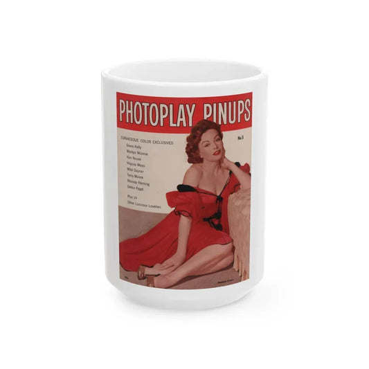 Jeanne Crain #187 - Photoplay Pin-Ups Magazine Issue #5 (Vintage Female Icon) White Coffee Mug 15oz - Go Mug Yourself