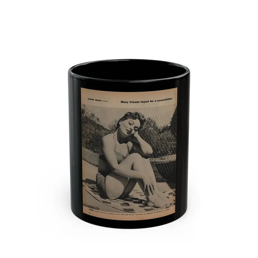 Jeanne Crain #194 - 8.5x10.5 Circa 50's B&W Full Body Magazine Page Photo (Vintage Female Icon) Black Coffee Mug 11oz - Go Mug Yourself