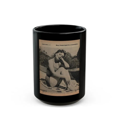 Jeanne Crain #194 - 8.5x10.5 Circa 50's B&W Full Body Magazine Page Photo (Vintage Female Icon) Black Coffee Mug 15oz - Go Mug Yourself