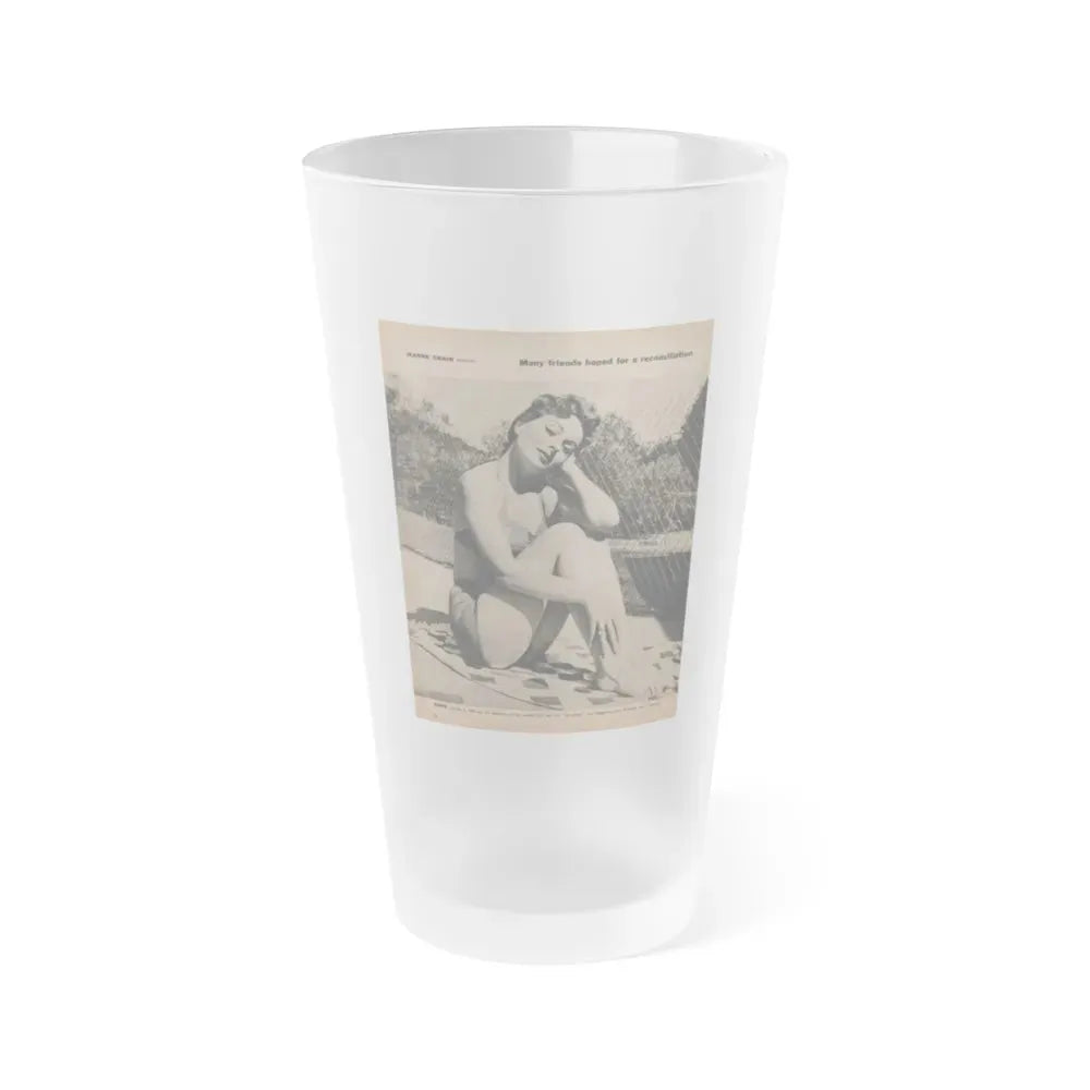 Jeanne Crain #194 - 8.5x10.5 Circa 50's B&W Full Body Magazine Page Photo (Vintage Female Icon) Frosted Pint Glass 16oz 16oz Frosted - Go Mug Yourself