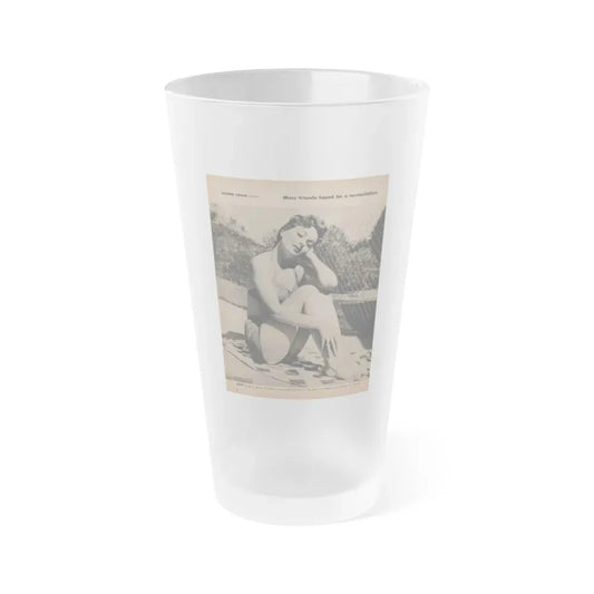 Jeanne Crain #194 - 8.5x10.5 Circa 50's B&W Full Body Magazine Page Photo (Vintage Female Icon) Frosted Pint Glass 16oz 16oz Frosted - Go Mug Yourself