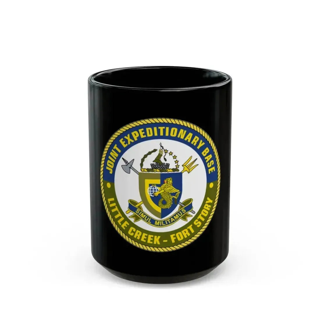 JEB Little Creek Fort Story (U.S. Navy) Black Coffee Mug 15oz - Go Mug Yourself