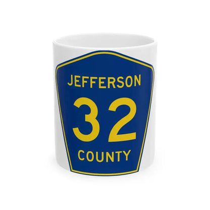 Jefferson County Route 32 AR (Arkansas) (Road Sign) White Coffee Mug 11oz - Go Mug Yourself