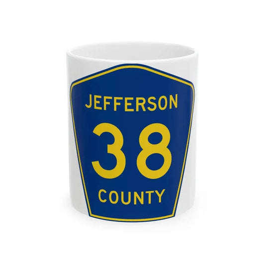 Jefferson County Route 38 AR (Arkansas) (Road Sign) White Coffee Mug 11oz - Go Mug Yourself