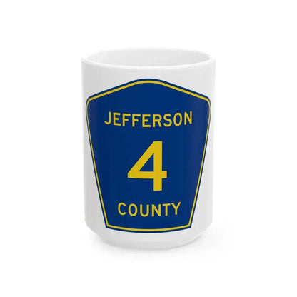 Jefferson County Route 4 AR (Arkansas) (Road Sign) White Coffee Mug 15oz - Go Mug Yourself