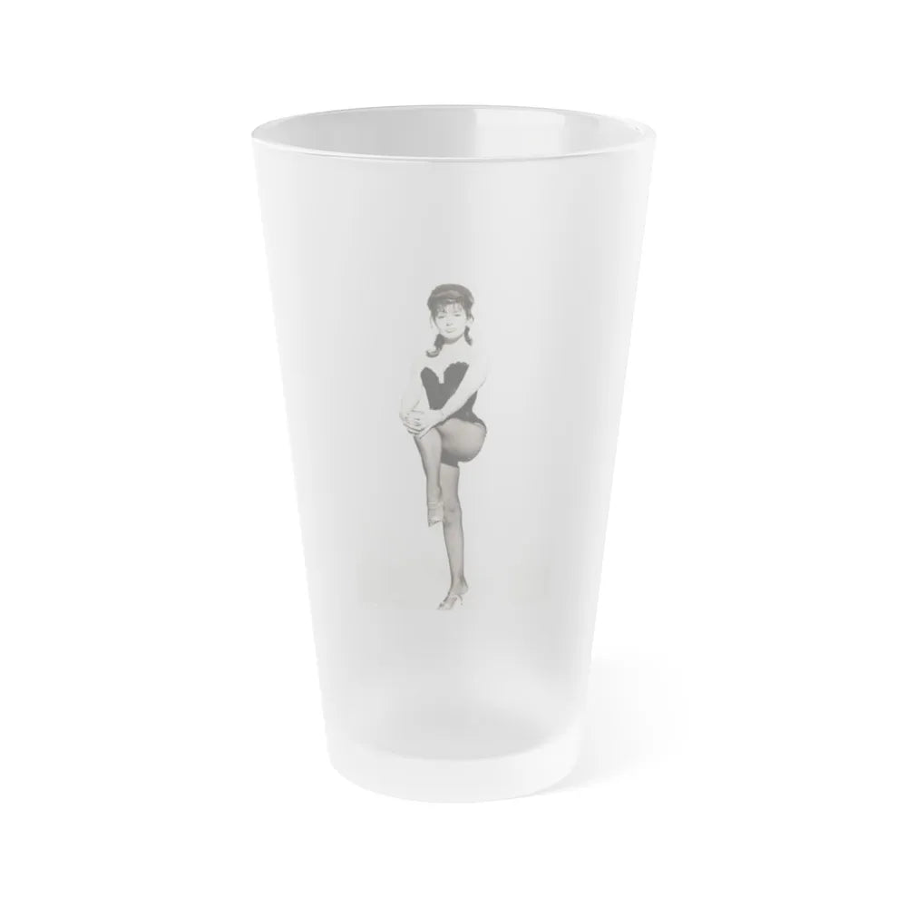 Jennifer Jayne #01 - B&W 7x9 Full Body Lingerie & Fishnet Stockings & open heels Photo (Vintage Female Icon) Frosted Pint Glass 16oz-16oz-Frosted-Go Mug Yourself