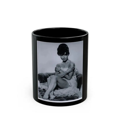 Jennifer Jayne #02 - B&W Full Body Linergie Barefoot Glamour Photo (Vintage Female Icon) Black Coffee Mug 11oz - Go Mug Yourself