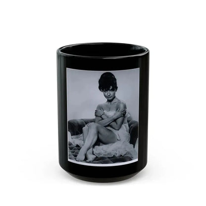 Jennifer Jayne #02 - B&W Full Body Linergie Barefoot Glamour Photo (Vintage Female Icon) Black Coffee Mug 15oz - Go Mug Yourself