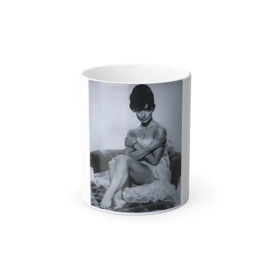 Jennifer Jayne #02 - B&W Full Body Linergie Barefoot Glamour Photo (Vintage Female Icon) Color Changing Coffee Mug 11oz - Go Mug Yourself