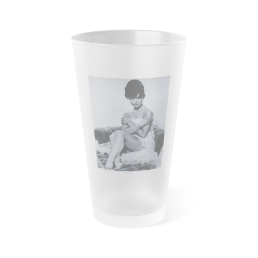 Jennifer Jayne #02 - B&W Full Body Linergie Barefoot Glamour Photo (Vintage Female Icon) Frosted Pint Glass 16oz-16oz-Frosted-Go Mug Yourself