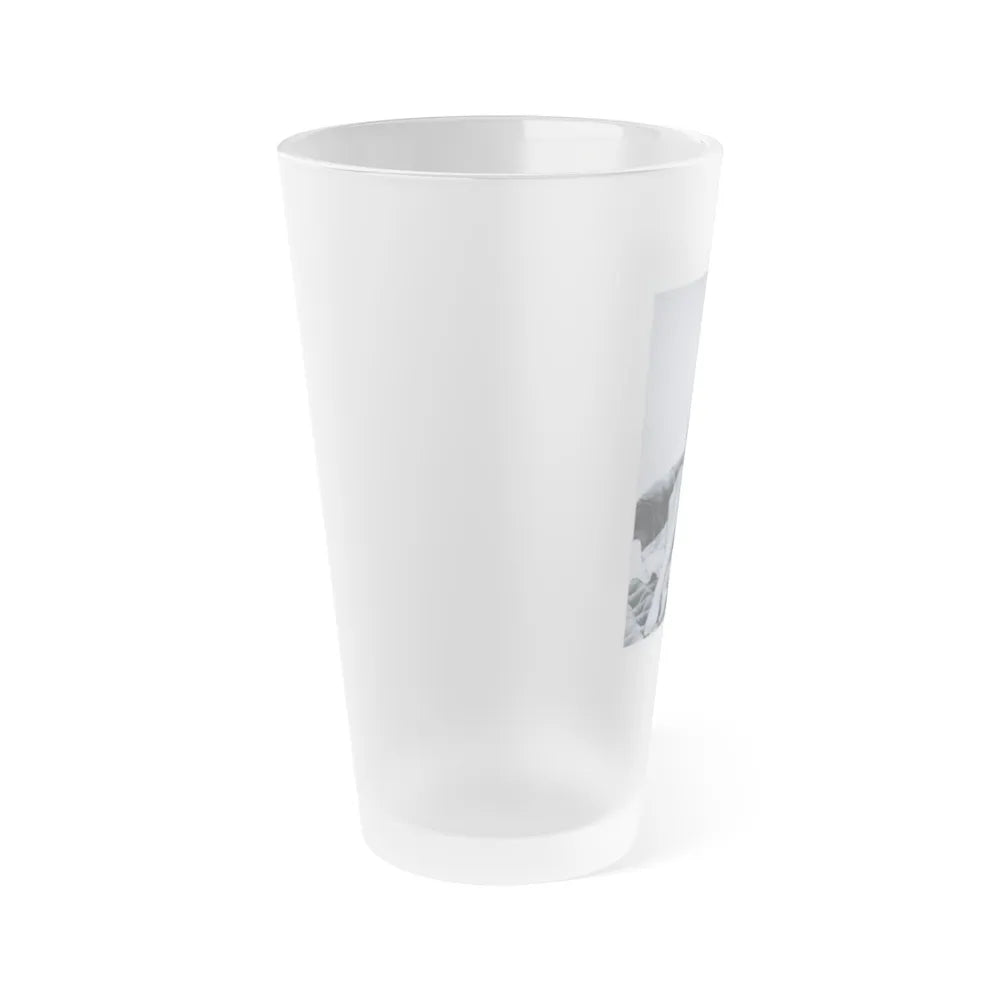 Jennifer Jayne #02 - B&W Full Body Linergie Barefoot Glamour Photo (Vintage Female Icon) Frosted Pint Glass 16oz-Go Mug Yourself