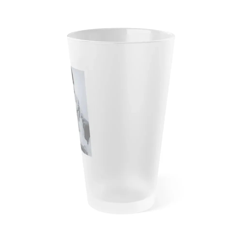 Jennifer Jayne #02 - B&W Full Body Linergie Barefoot Glamour Photo (Vintage Female Icon) Frosted Pint Glass 16oz - Go Mug Yourself