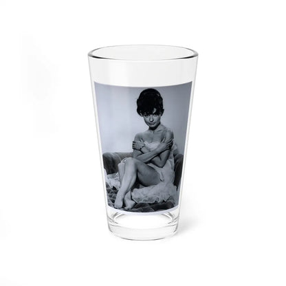 Jennifer Jayne #02 - B&W Full Body Linergie Barefoot Glamour Photo (Vintage Female Icon) Pint Glass 16oz-16oz-Go Mug Yourself