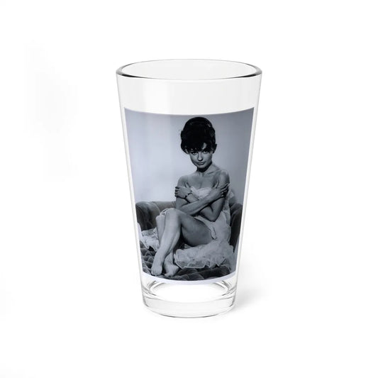 Jennifer Jayne #02 - B&W Full Body Linergie Barefoot Glamour Photo (Vintage Female Icon) Pint Glass 16oz-16oz-Go Mug Yourself