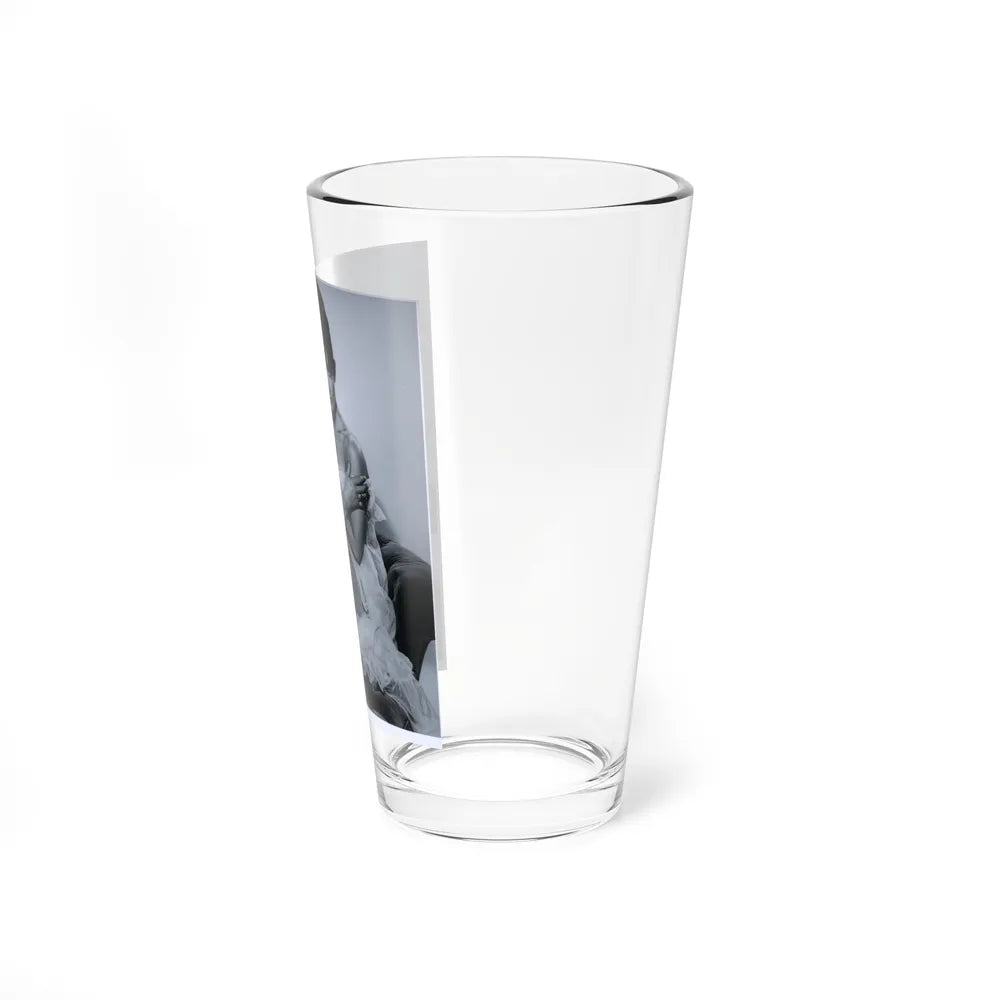 Jennifer Jayne #02 - B&W Full Body Linergie Barefoot Glamour Photo (Vintage Female Icon) Pint Glass 16oz-Go Mug Yourself