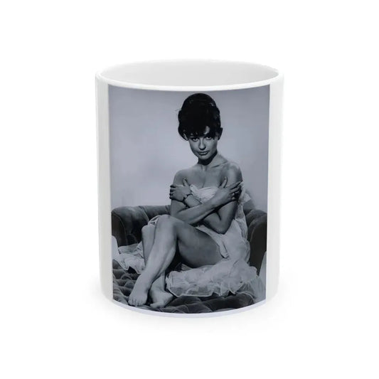 Jennifer Jayne #02 - B&W Full Body Linergie Barefoot Glamour Photo (Vintage Female Icon) White Coffee Mug 11oz - Go Mug Yourself