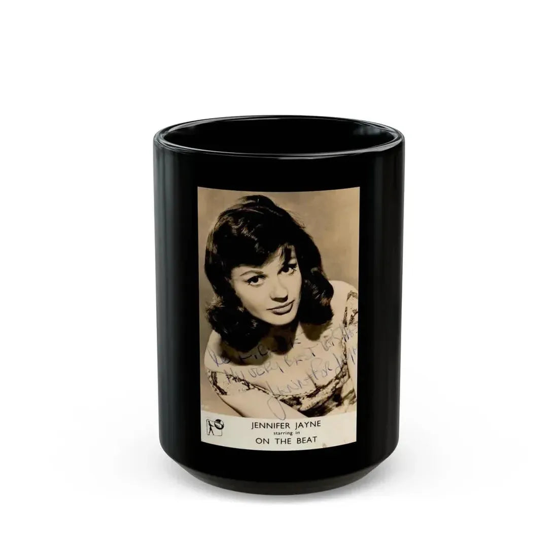 Jennifer Jayne #09 (Vintage Female Icon) Black Coffee Mug 15oz - Go Mug Yourself
