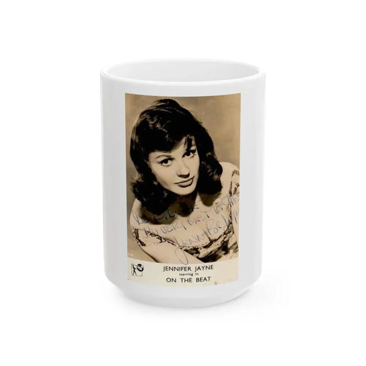 Jennifer Jayne #09 (Vintage Female Icon) White Coffee Mug 15oz - Go Mug Yourself