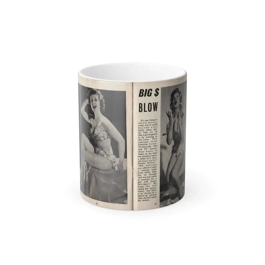 Jennifer Jayne #14 - [Pages 32 & 33] Pages 1 & 2 of 2 with, Jen 2 Full Body B&W Pin-Ups+Brief Article from SPOT ON April '54 Pocket Magazine (Vintage Female Icon) Color Changing Coffee Mug 11oz - Go Mug Yourself
