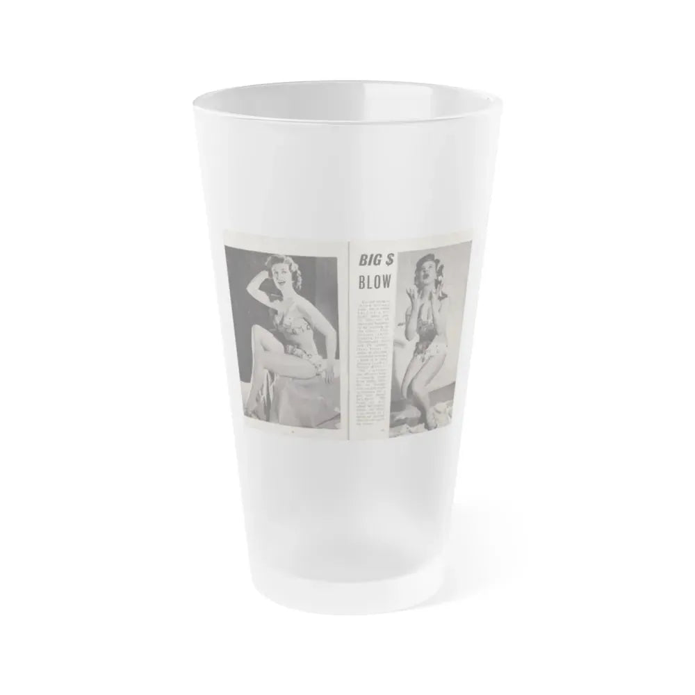 Jennifer Jayne #14 - Pages 32 & 33 Pages 1 & 2 of 2 with, Jen 2 Full Body B&W Pin-Ups+Brief Article from SPOT ON April '54 Pocket Magazine (Vintage Female Icon) Frosted Pint Glass 16oz 16oz Frosted - Go Mug Yourself