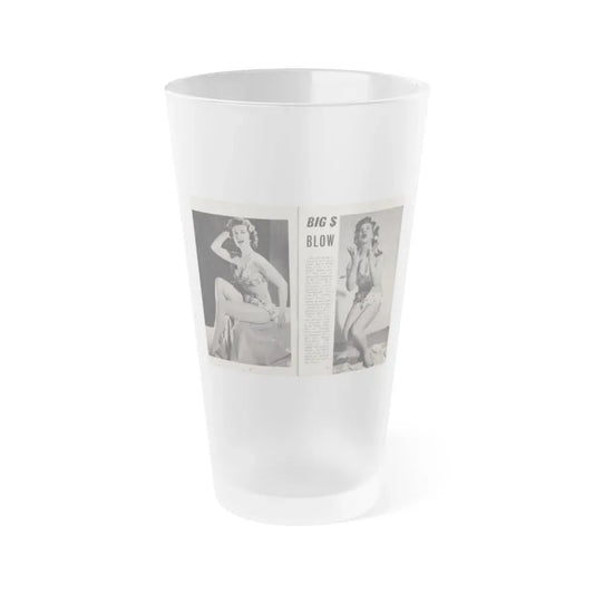 Jennifer Jayne #14 - Pages 32 & 33 Pages 1 & 2 of 2 with, Jen 2 Full Body B&W Pin-Ups+Brief Article from SPOT ON April '54 Pocket Magazine (Vintage Female Icon) Frosted Pint Glass 16oz 16oz Frosted - Go Mug Yourself