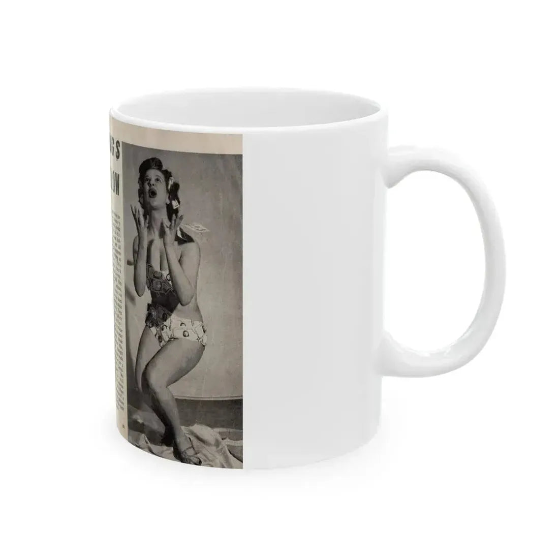 Jennifer Jayne #14 - Pages 32 & 33 Pages 1 & 2 of 2 with, Jen 2 Full Body B&W Pin-Ups+Brief Article from SPOT ON April '54 Pocket Magazine (Vintage Female Icon) White Coffee Mug - Go Mug Yourself
