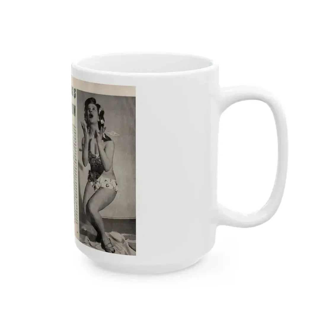 Jennifer Jayne #14 - Pages 32 & 33 Pages 1 & 2 of 2 with, Jen 2 Full Body B&W Pin-Ups+Brief Article from SPOT ON April '54 Pocket Magazine (Vintage Female Icon) White Coffee Mug - Go Mug Yourself