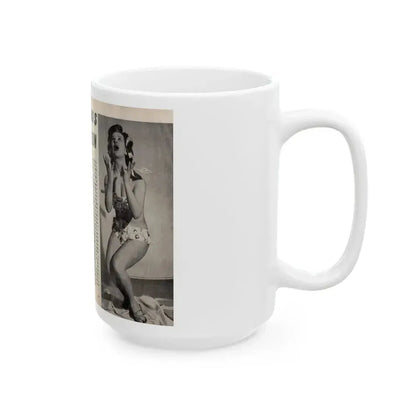 Jennifer Jayne #14 - Pages 32 & 33 Pages 1 & 2 of 2 with, Jen 2 Full Body B&W Pin-Ups+Brief Article from SPOT ON April '54 Pocket Magazine (Vintage Female Icon) White Coffee Mug - Go Mug Yourself
