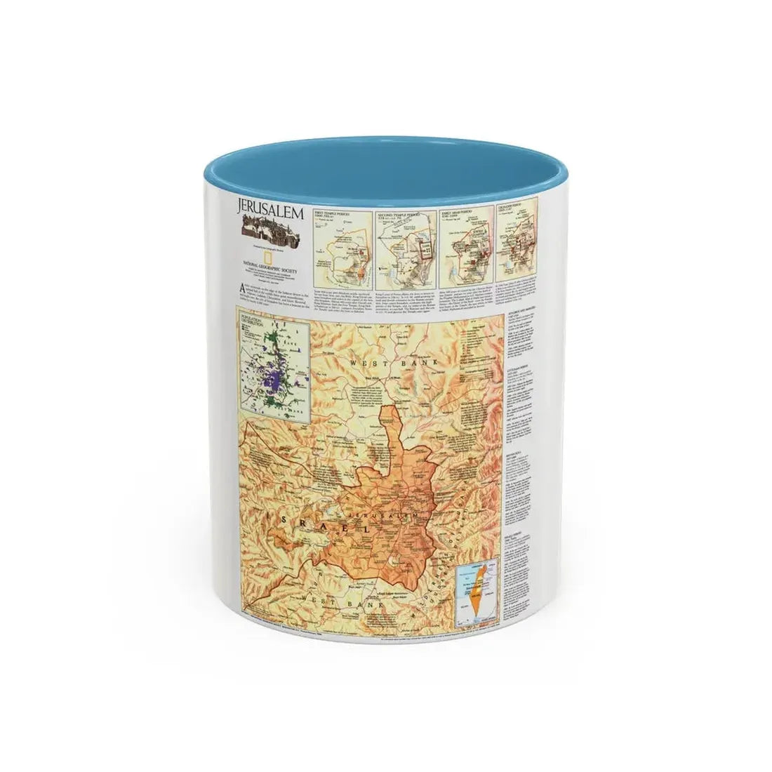 Jerusalem (1996) (Map) Accent Coffee Mug 11oz Light Blue - Go Mug Yourself