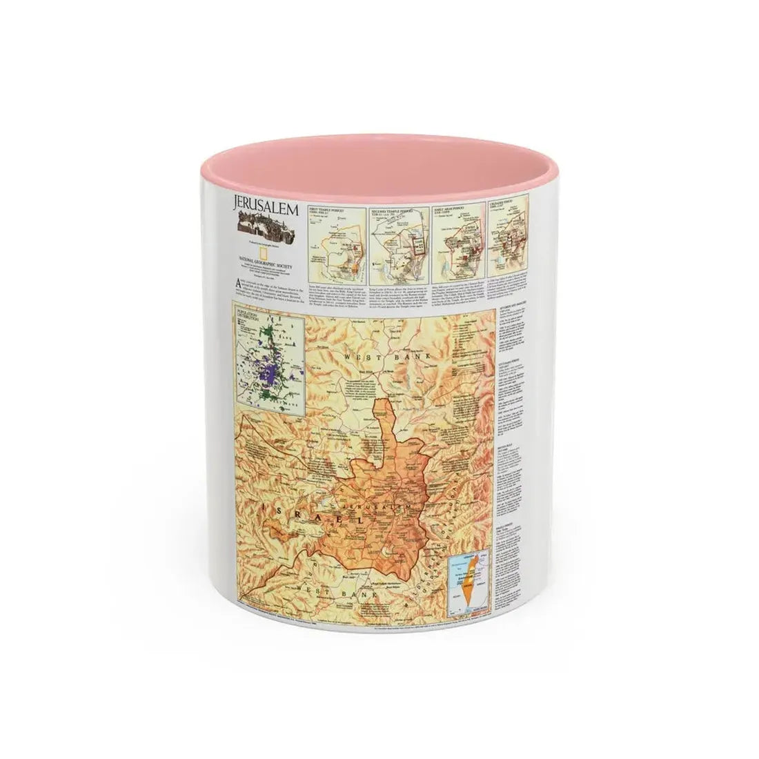 Jerusalem (1996) (Map) Accent Coffee Mug 11oz Pink - Go Mug Yourself
