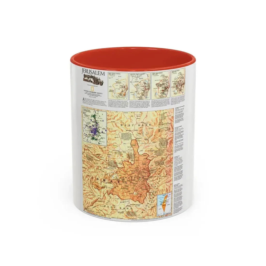 Jerusalem (1996) (Map) Accent Coffee Mug 11oz Red - Go Mug Yourself