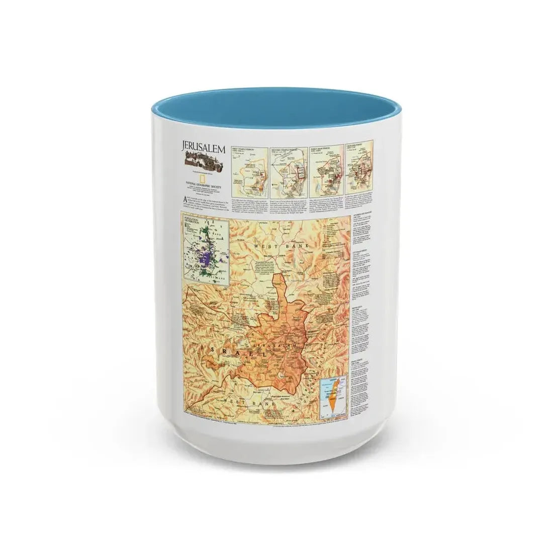 Jerusalem (1996) (Map) Accent Coffee Mug 15oz Light Blue - Go Mug Yourself
