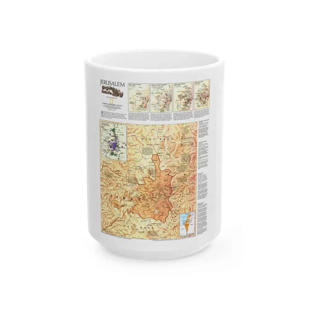 Jerusalem (1996) (Map) White Coffee Mug 15oz - Go Mug Yourself