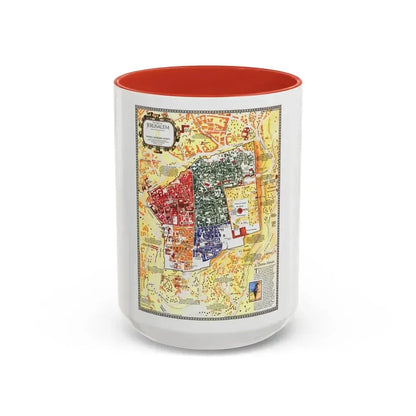 Jerusalem- The Old City (1996) (Map) Accent Coffee Mug 15oz Red - Go Mug Yourself
