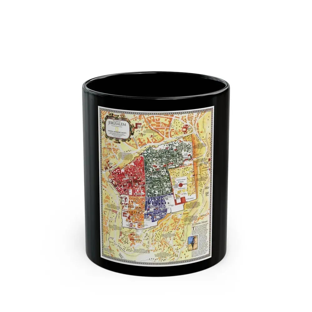 Jerusalem- The Old City (1996) (Map) Black Coffee Mug 11oz - Go Mug Yourself