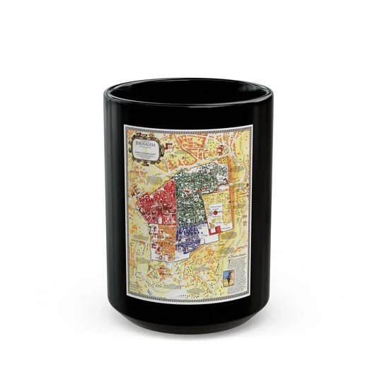 Jerusalem- The Old City (1996) (Map) Black Coffee Mug 15oz - Go Mug Yourself