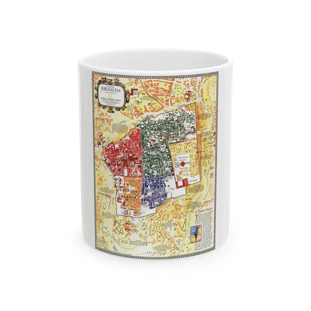 Jerusalem- The Old City (1996) (Map) White Coffee Mug 11oz - Go Mug Yourself