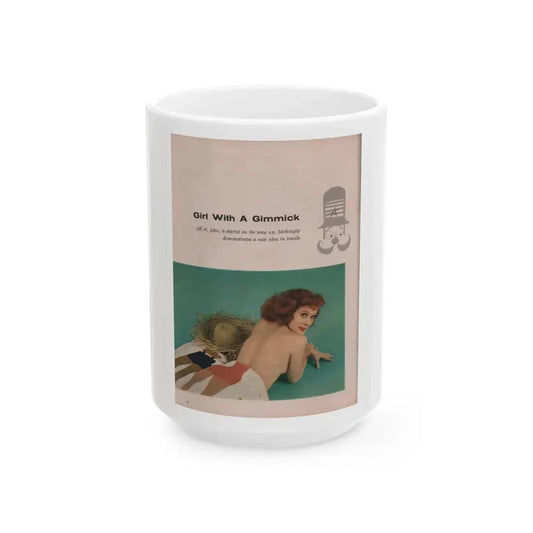 Jill St. John #303 - Escapade Mag. July '57 - 1 Color Photo & Caption (Vintage Female Icon) White Coffee Mug 15oz - Go Mug Yourself