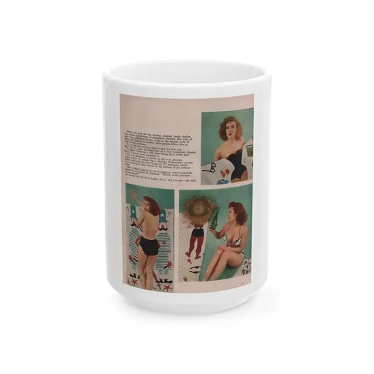 Jill St. John #304 - Escapade Mag. July '57 - 3 Color Photo & Short Article (Vintage Female Icon) White Coffee Mug 15oz - Go Mug Yourself