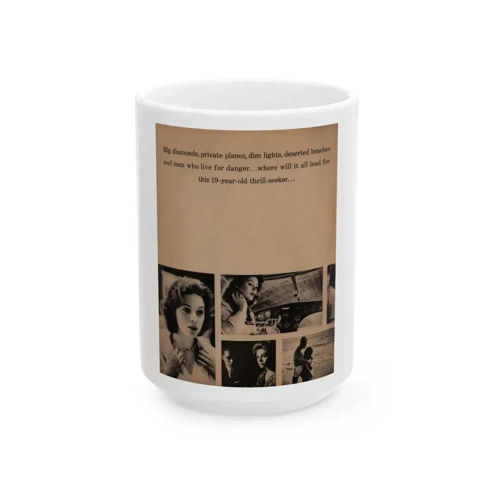 Jill St. John #308 - 1959 Magazine Page 1 B&W Portrait & a few others (Vintage Female Icon) White Coffee Mug 15oz - Go Mug Yourself