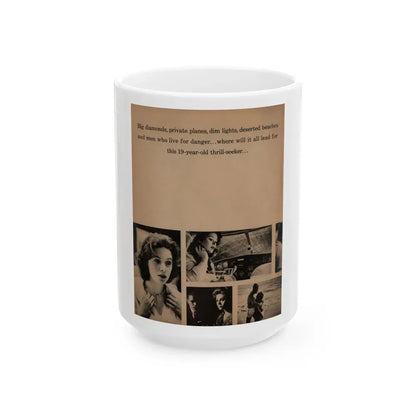 Jill St. John #308 - 1959 Magazine Page 1 B&W Portrait & a few others (Vintage Female Icon) White Coffee Mug 15oz - Go Mug Yourself