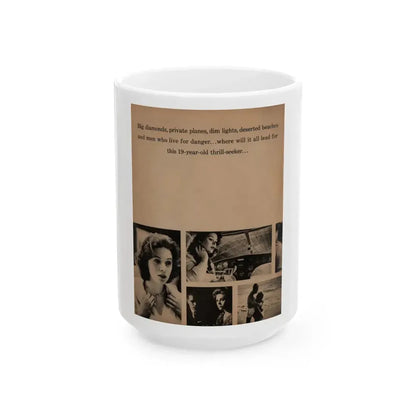 Jill St. John #308 - 1959 Magazine Page 1 B&W Portrait & a few others (Vintage Female Icon) White Coffee Mug 15oz - Go Mug Yourself