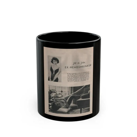 Jill St. John #314 - MALE Mag. Sept. '58 - 1 Page, 2 B&W Photos, Caption & Paragraph (Vintage Female Icon) Black Coffee Mug 11oz - Go Mug Yourself