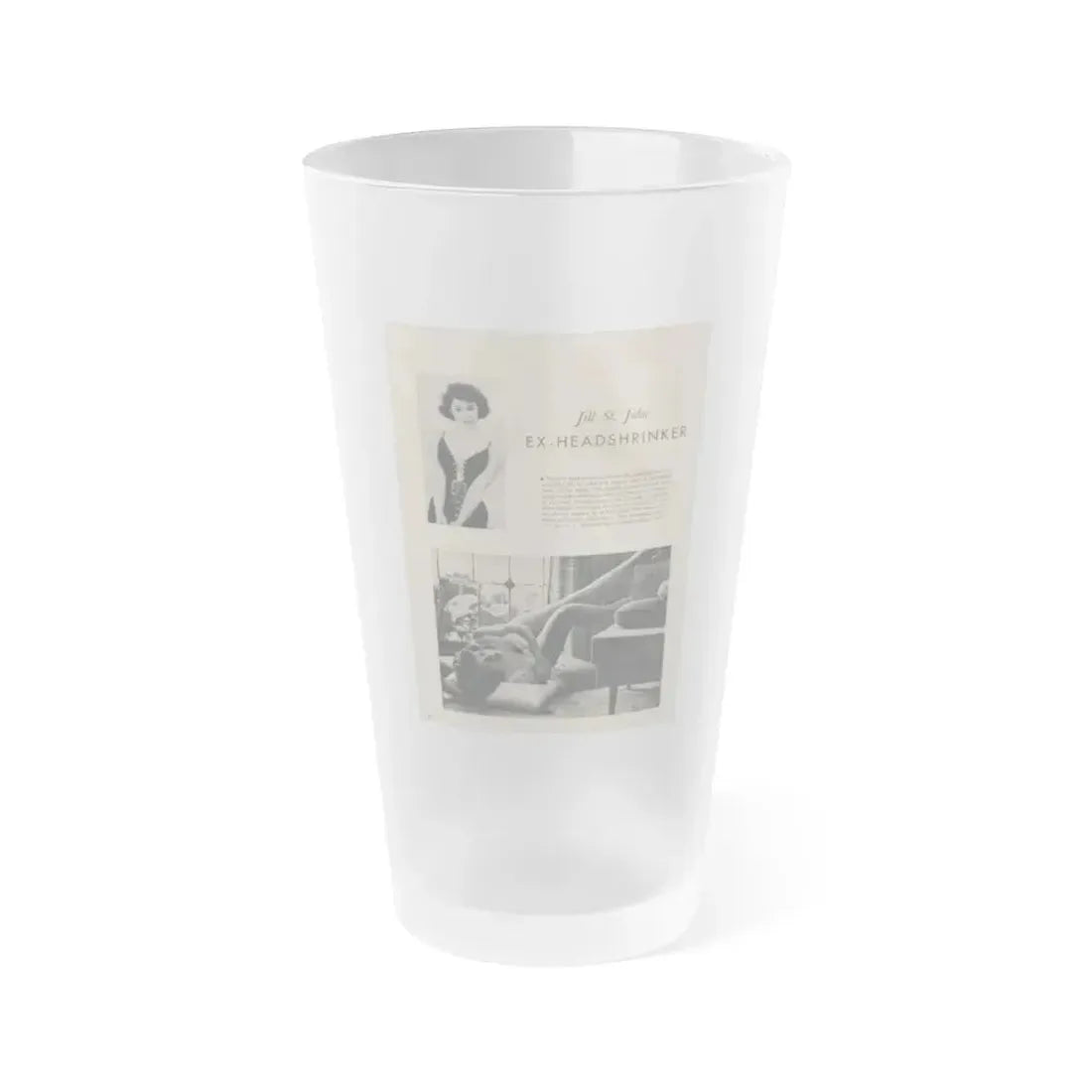 Jill St. John #314 - MALE Mag. Sept. '58 - 1 Page, 2 B&W Photos, Caption & Paragraph (Vintage Female Icon) Frosted Pint Glass 16oz 16oz Frosted - Go Mug Yourself