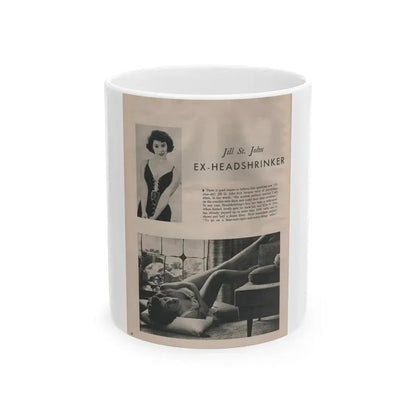 Jill St. John #314 - MALE Mag. Sept. '58 - 1 Page, 2 B&W Photos, Caption & Paragraph (Vintage Female Icon) White Coffee Mug 11oz - Go Mug Yourself