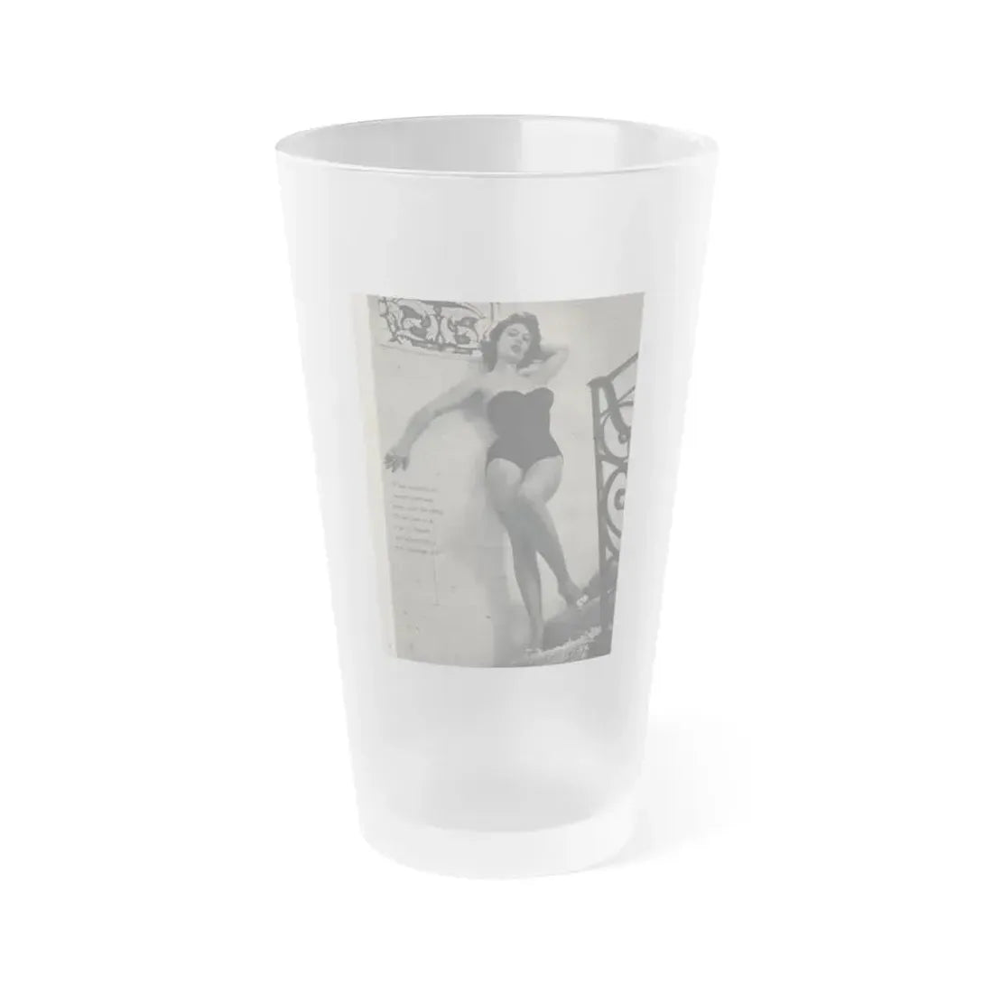 Jill St. John #315 - MALE Mag. Sept. '58 - 1 Page, 1 B&W Photo & Caption (Vintage Female Icon) Frosted Pint Glass 16oz 16oz Frosted - Go Mug Yourself