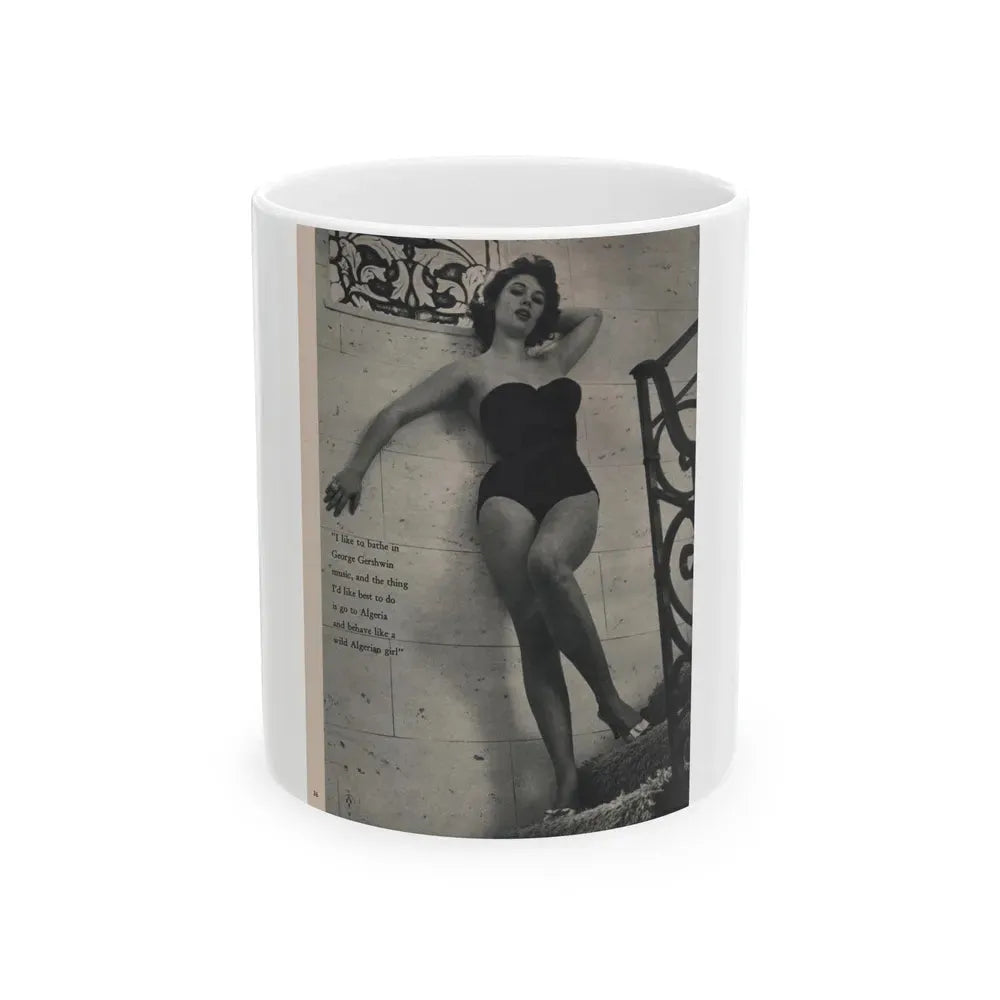 Jill St. John #315 - MALE Mag. Sept. '58 - 1 Page, 1 B&W Photo & Caption (Vintage Female Icon) White Coffee Mug 11oz - Go Mug Yourself