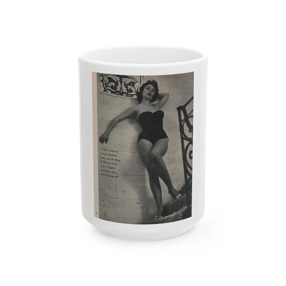 Jill St. John #315 - MALE Mag. Sept. '58 - 1 Page, 1 B&W Photo & Caption (Vintage Female Icon) White Coffee Mug 15oz - Go Mug Yourself