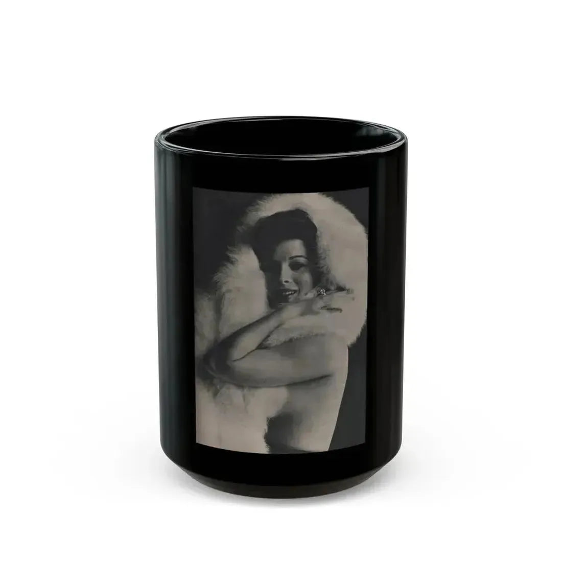 Jill St. John #316 - MALE Mag. Sept. '58 - 1 Page, 1 B&W Photo (Vintage Female Icon) Black Coffee Mug 15oz - Go Mug Yourself